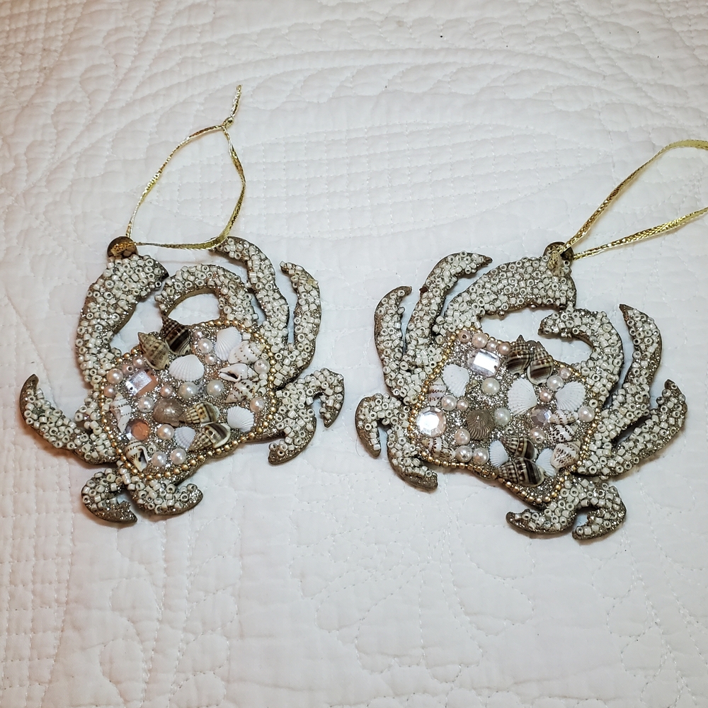 Tommy Bahama Fly by Night Beach Christmas Crab Ornaments Pair